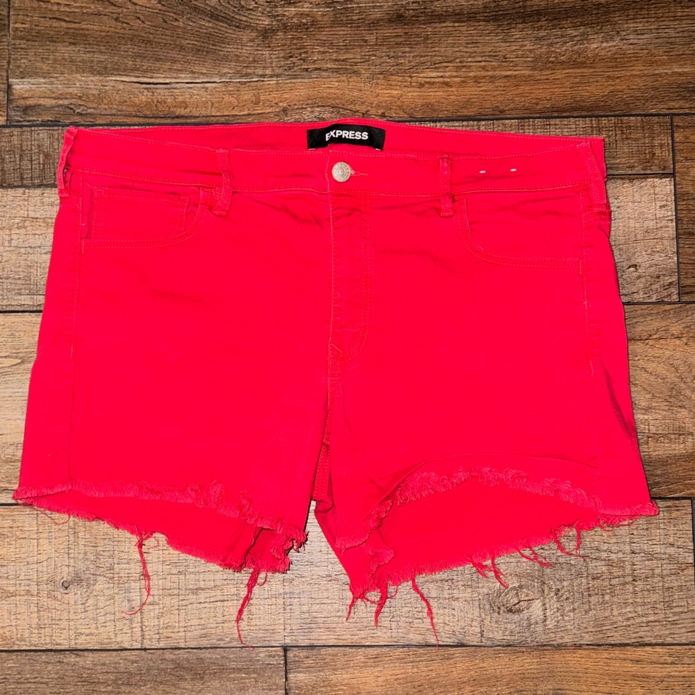 EXPRESS Red Denim Shorts - Size 18